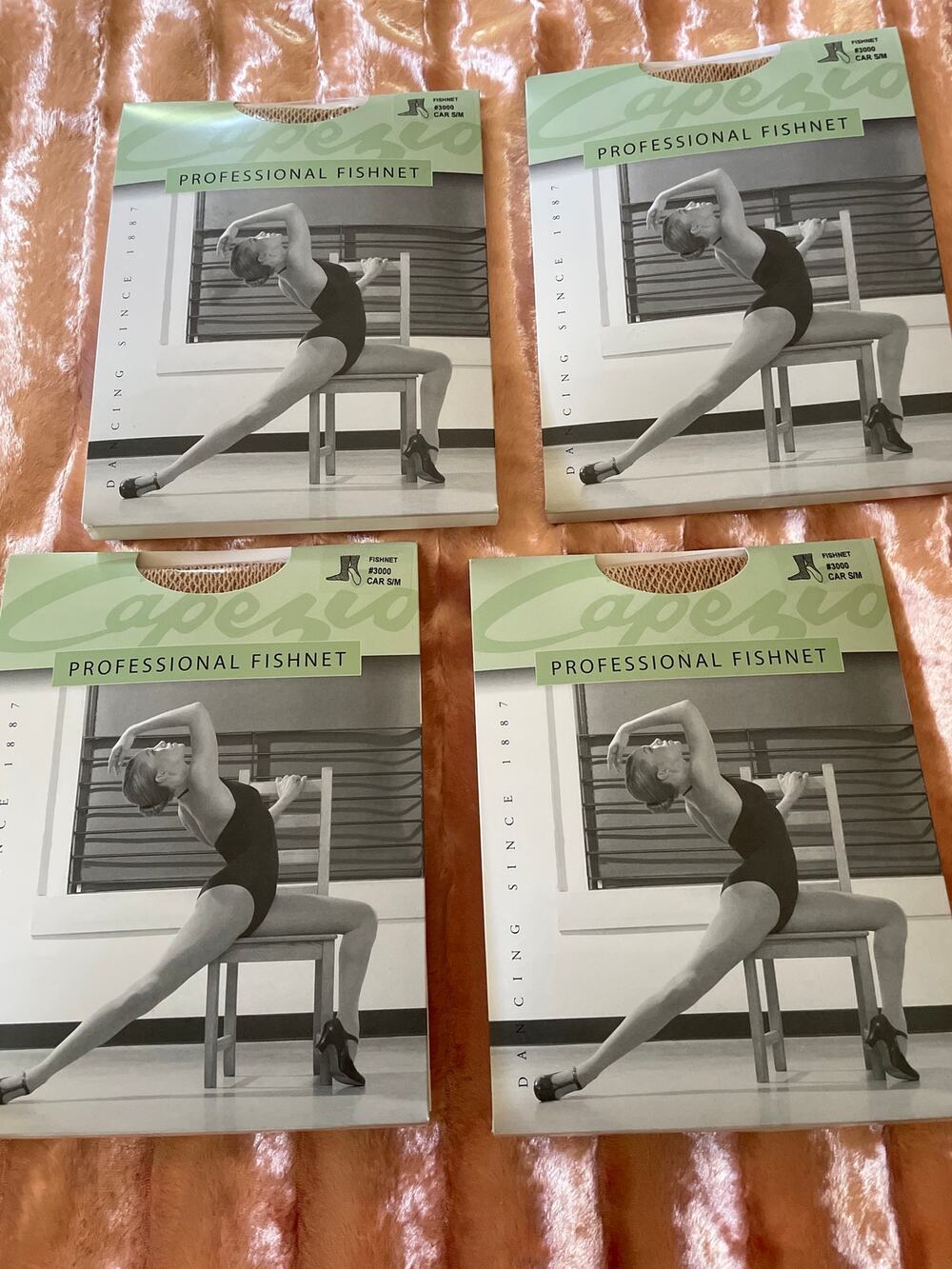 Lot of 4 NIP Capezio Professional Fishnet Tights #3000 CAR S/M